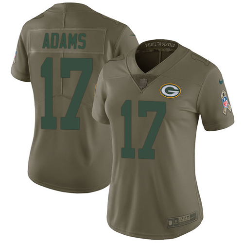 Nike Packers #17 Davante Adams Olive Women's Stitched NFL Limited Salute to Service Jersey - Click Image to Close